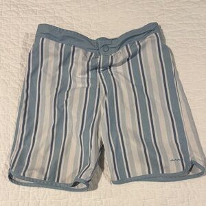 Minnow Blue & White Striped Swim Trunks